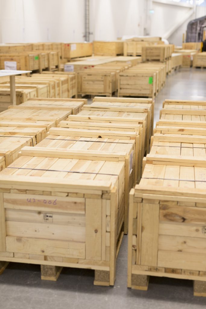 Crates in warehouse